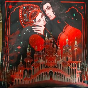 Deathless, Square Cushion Case, character art and quote on reserse Illumicrate